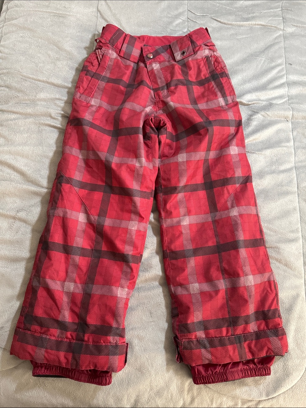 Burton Red Black Plaid Kids waterproof winter snowboarding ski pants Bottoms S
